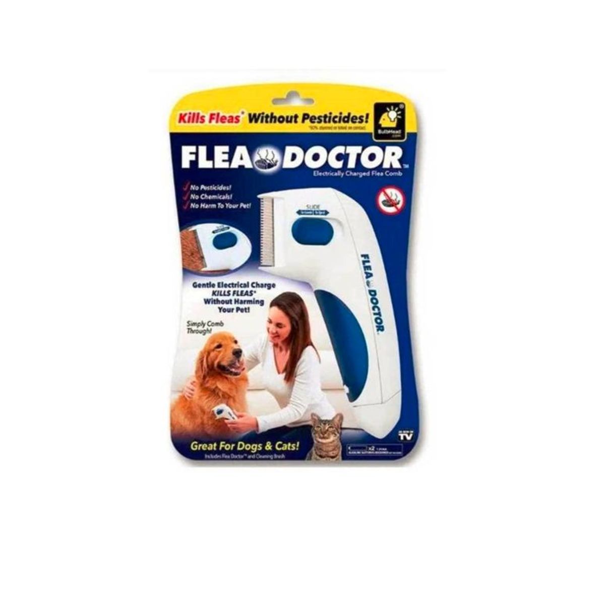 OEM - Peine Cepillo Eléctrico Anti Pulgas para Mascotas Perro Gato