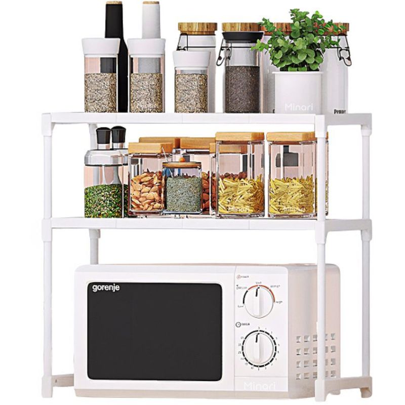 GENERICO - Estante organizador de microondas 2 niveles para cocina blanco 350e