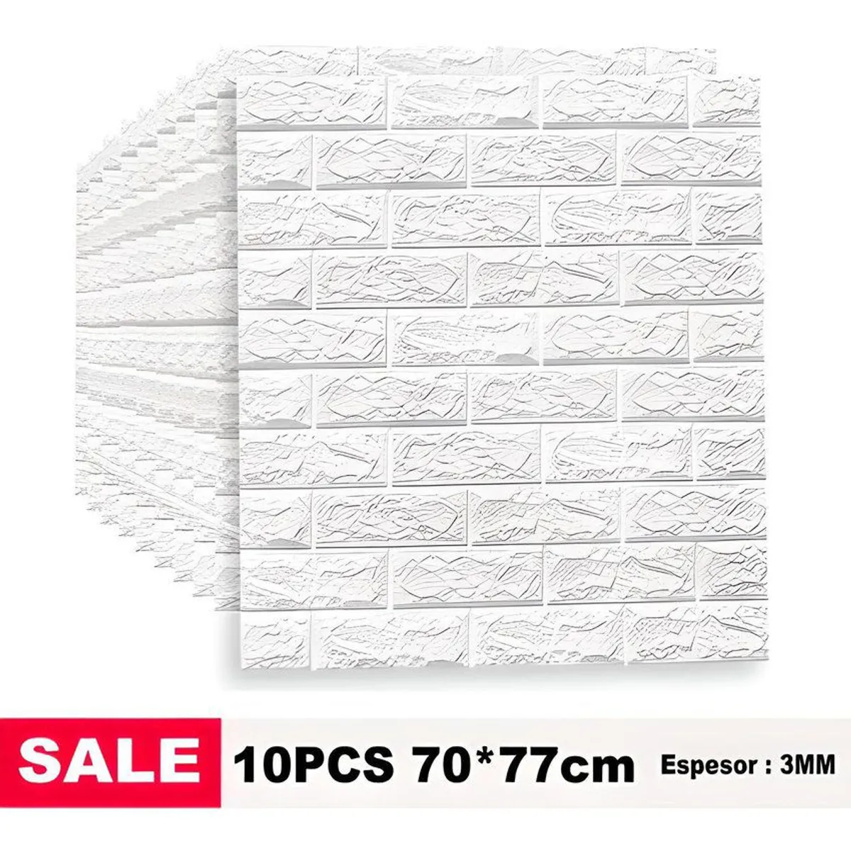 GENERICO - Papel tapiz autoadhesivo decoracion 3d ladrillo lavable pack -10 pcs