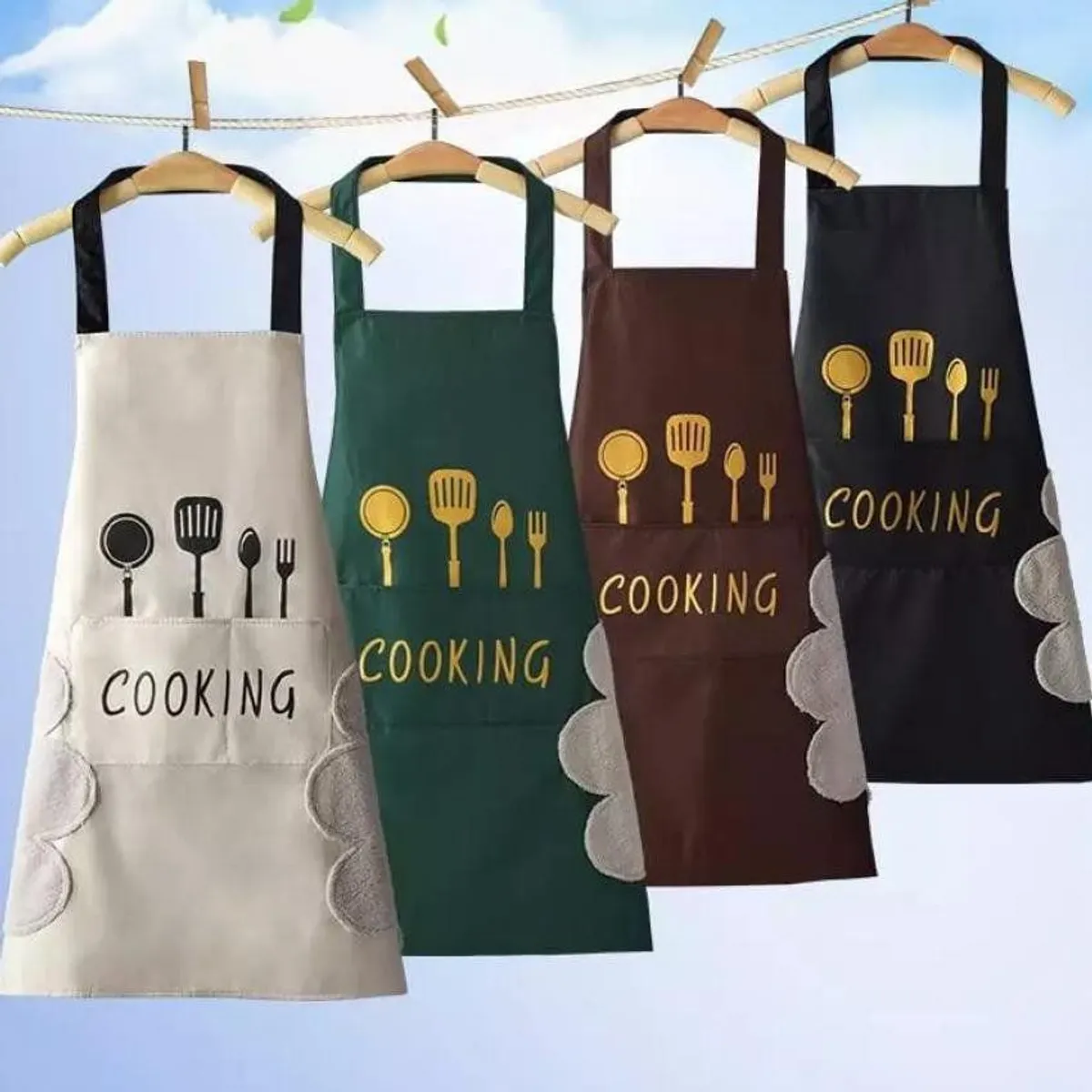 GENERICO - Delantal de cocina multifuncional impermeable con secador mandil