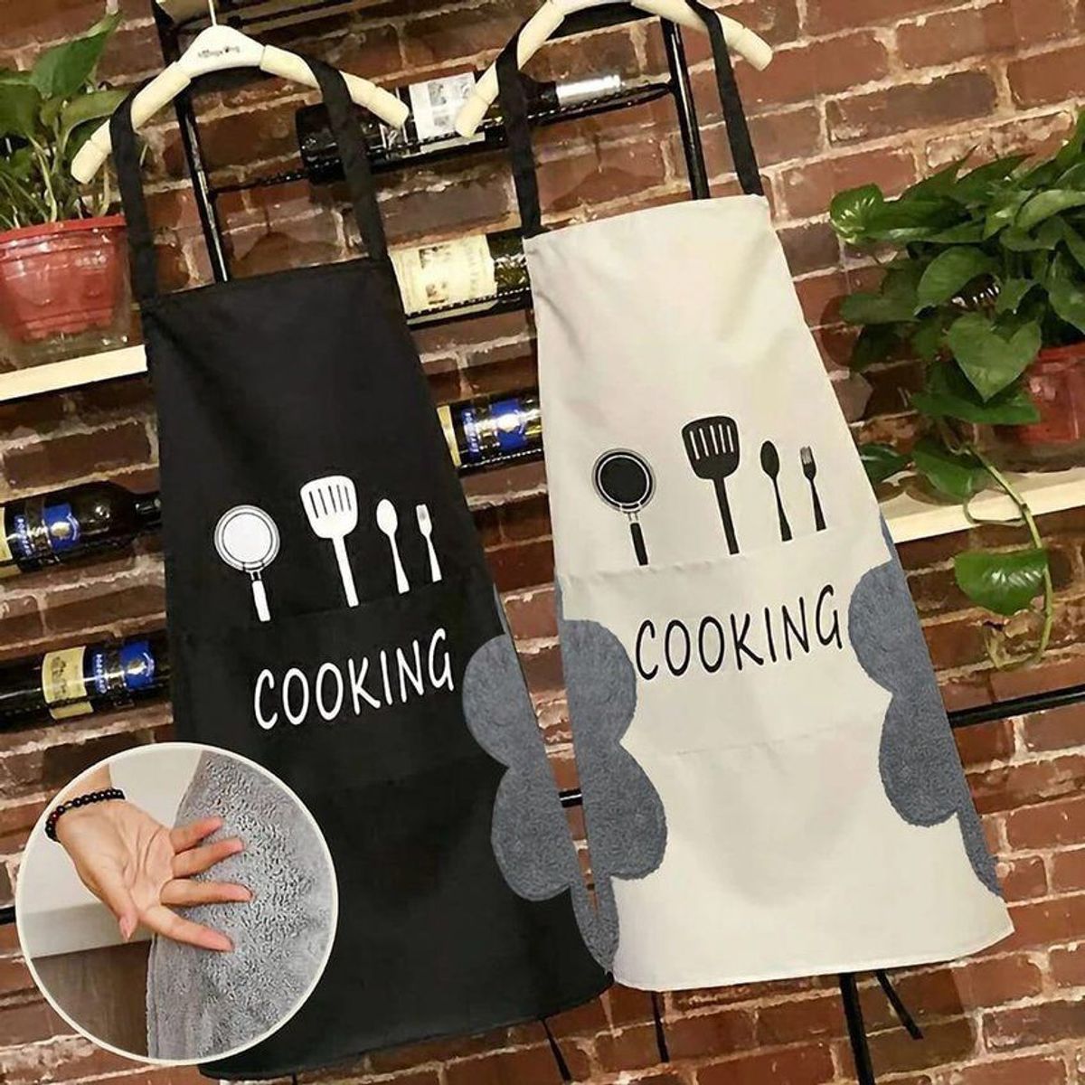 GENERICO - Delantal de cocina multifuncional impermeable con secador mandil