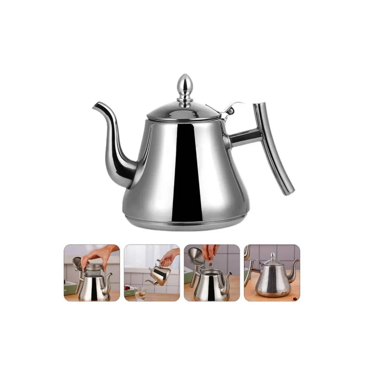 GENERICO - Cafetera tetera 1.5 LT de acero inoxidable con filtro