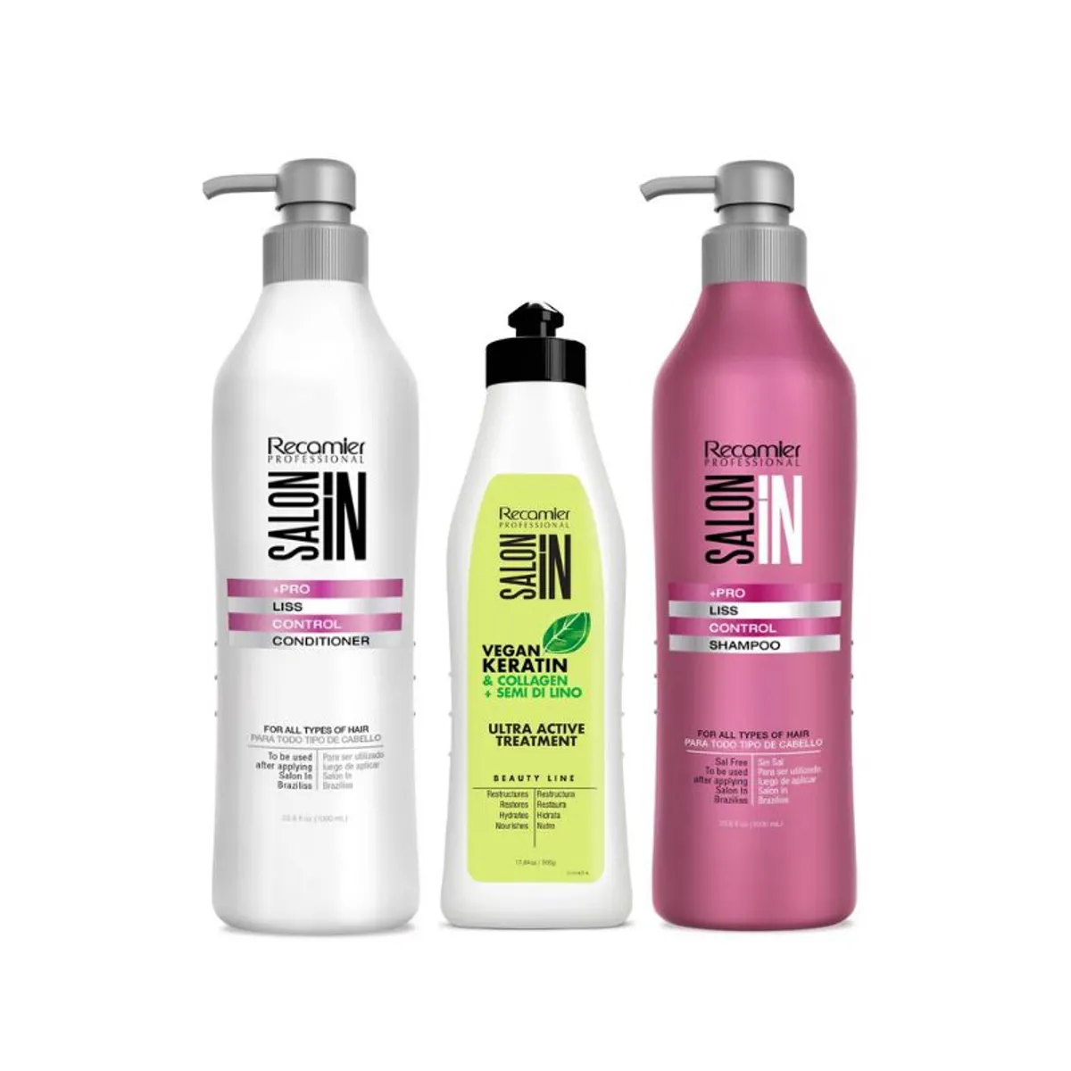 SALON IN - SALON IN - Liss Control Shampoo1LAcondicionador1LUltra Active 500ML