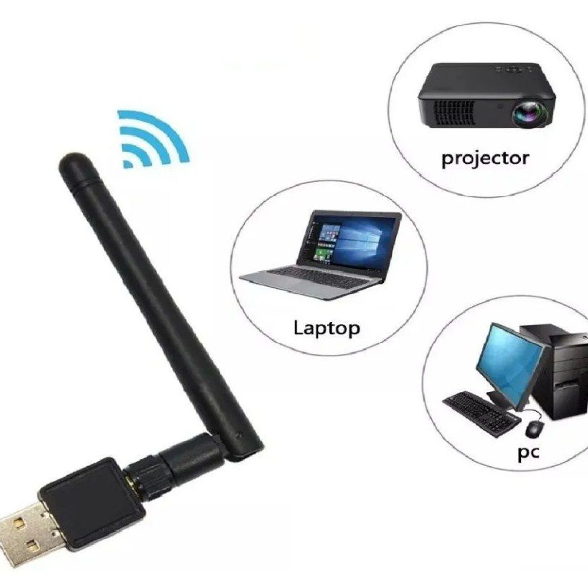 GENERICO - Antena Wifi Lan Mini Usb 1200mbps 2.0 Wireless Negro