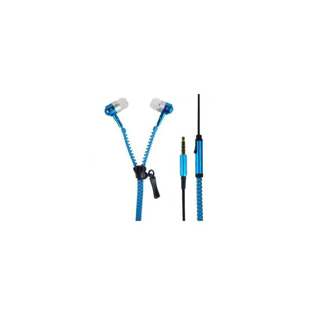 GENERICO - Audífono 35mm cremalleracierre stereo zipper universal - azul