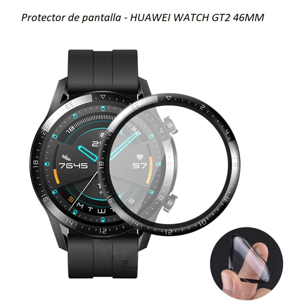 GENERICO - Protector de pantalla Completo para HUAWEI WATCH GT2 46MM - Negro