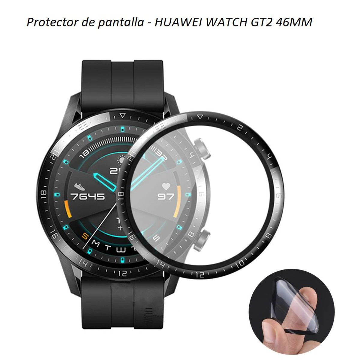 GENERICO - Protector de pantalla Completo para HUAWEI WATCH GT2 46MM - Negro