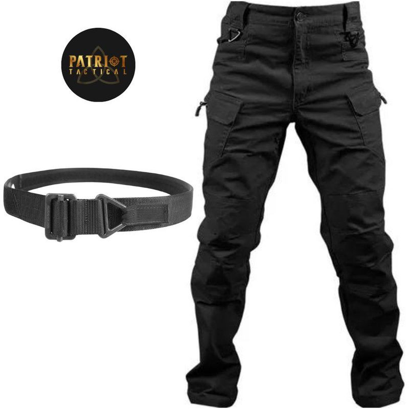 GENERICO - Pantalón Cargo Impermeable  Correa Negro Hombre