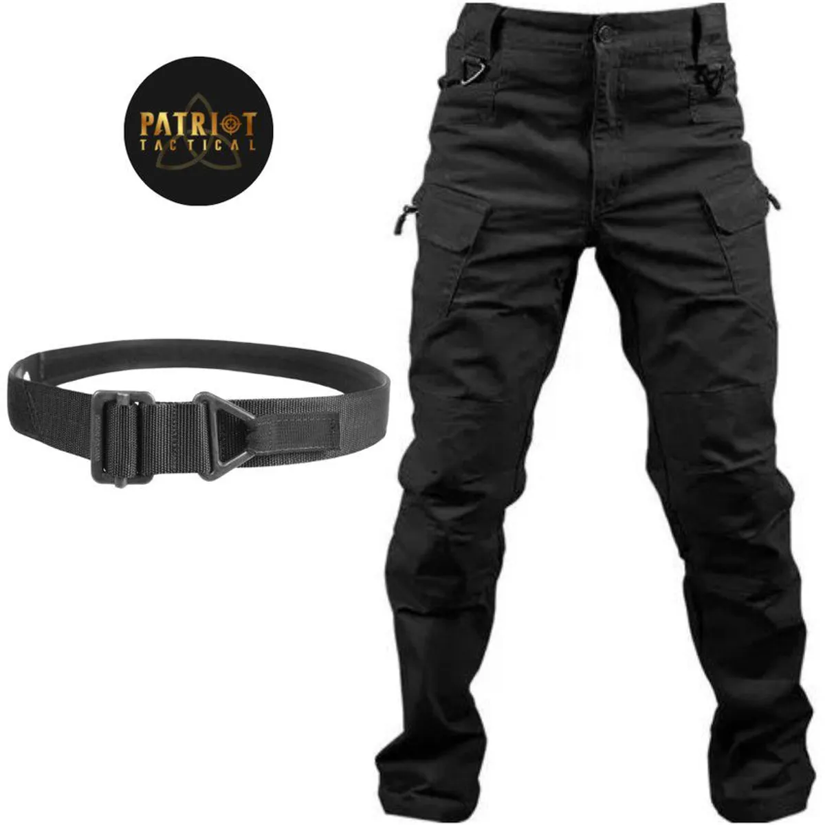 GENERICO - Pantalón Cargo Impermeable  Correa Negro Hombre