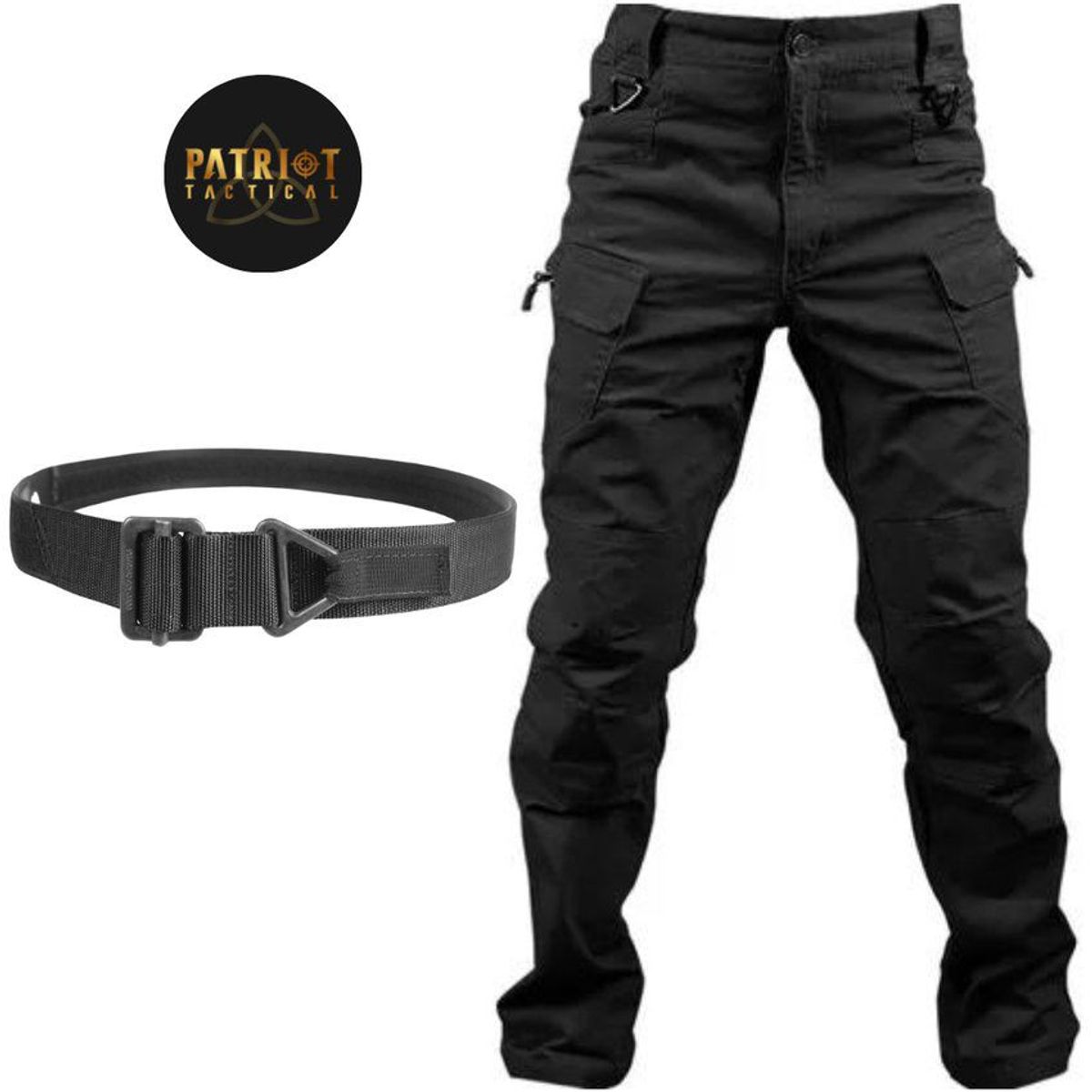 GENERICO - Pantalón Cargo Impermeable  Correa Negro Hombre