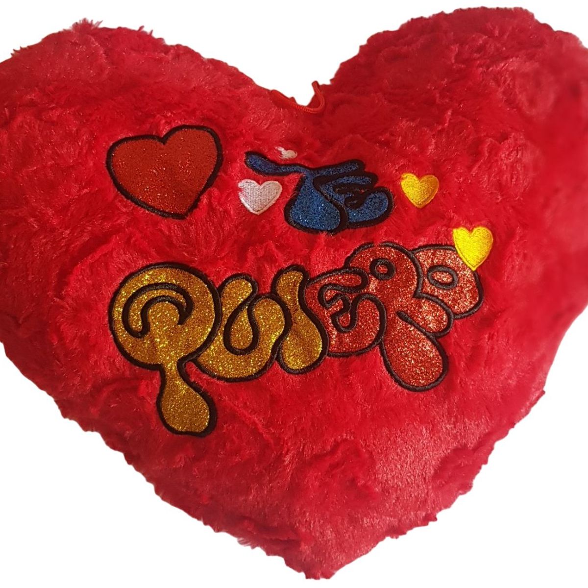 GENERICO - Almohada Cojín rojo de corazón con frases TE QUIERO