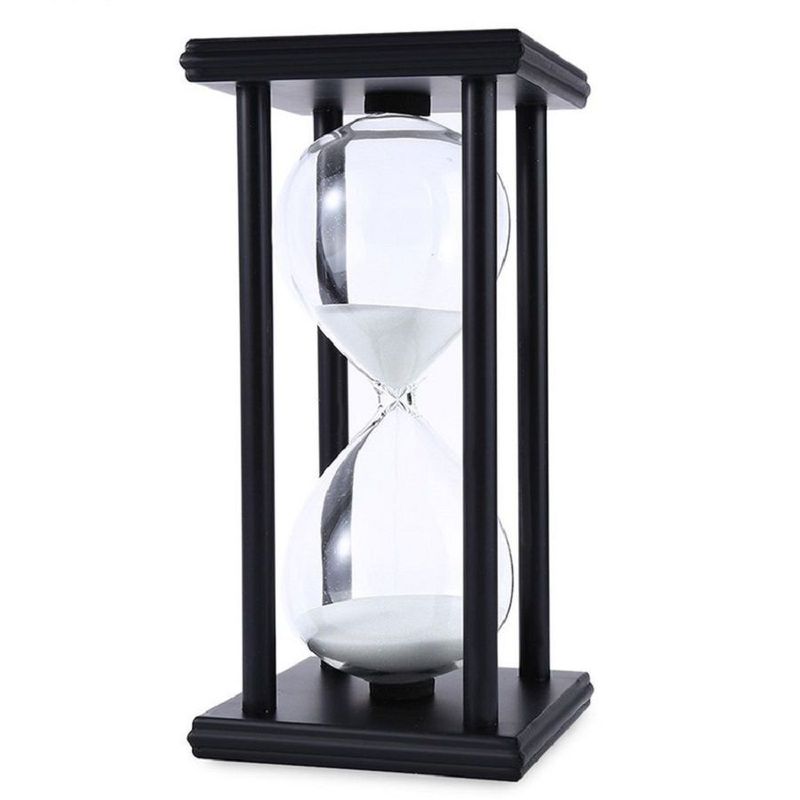 GENERICO - Reloj de Arena Recipiente de Vidrio  Duración de 30 minutos Base Negra