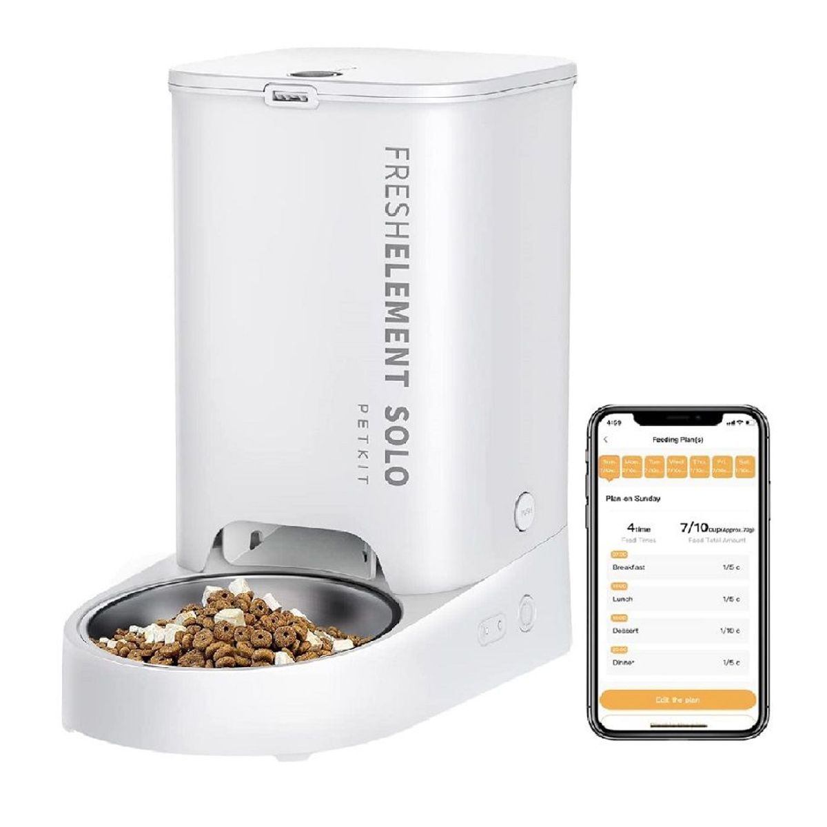 GENERICO - Comedero automático para perros y gatos PETKIT SOLO Blanco