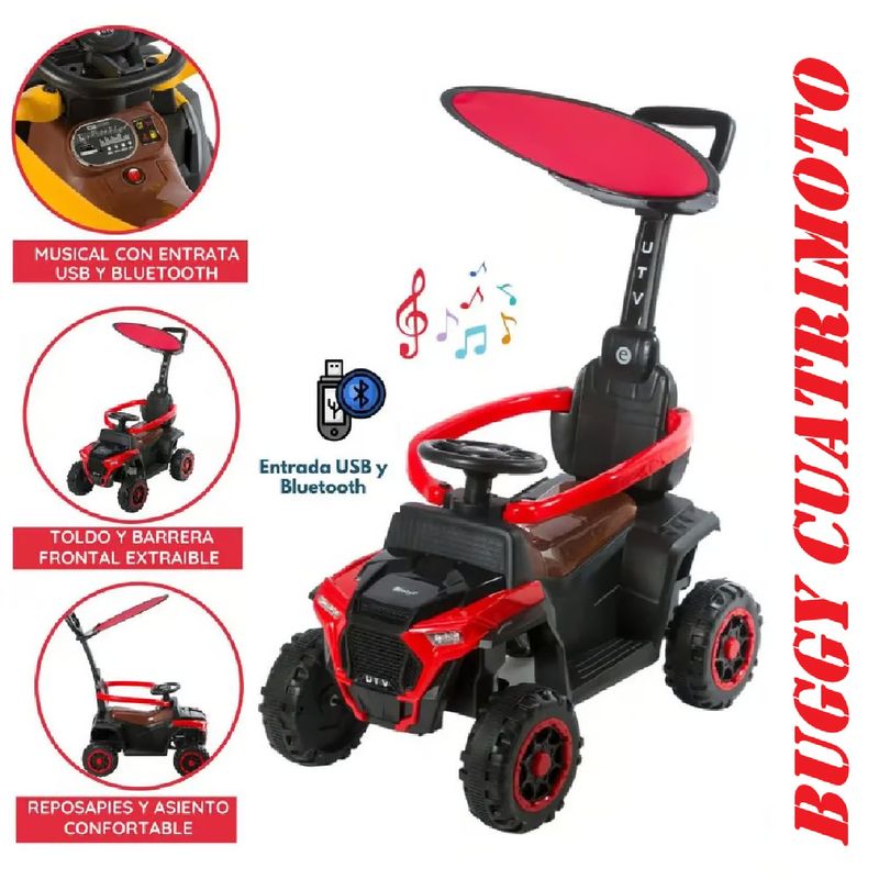 EBABY - Correpasillo Musical Con Empujador Bugui Tractor - Rojo