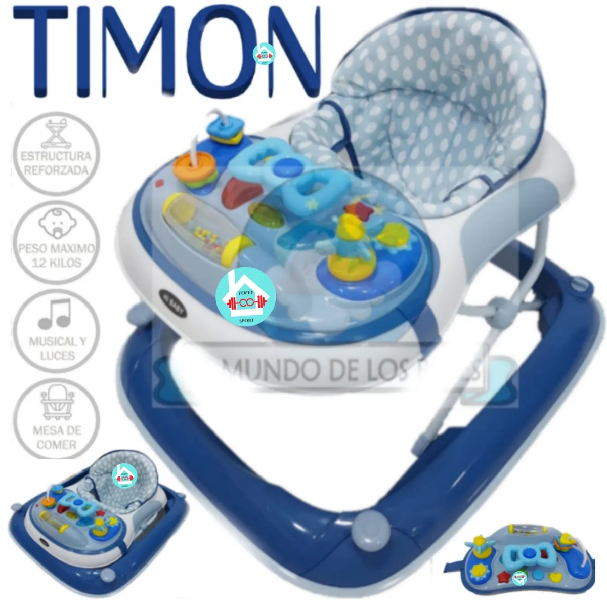 HI BABY - Andador Musical Bluetooth 3 Niveles TIMON AZUL