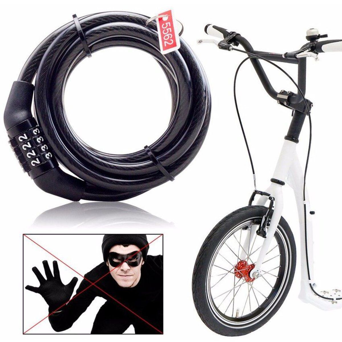 GENERICO - Cadena 80cm acero antirrobo para moto bicicleta con clave de seguridad