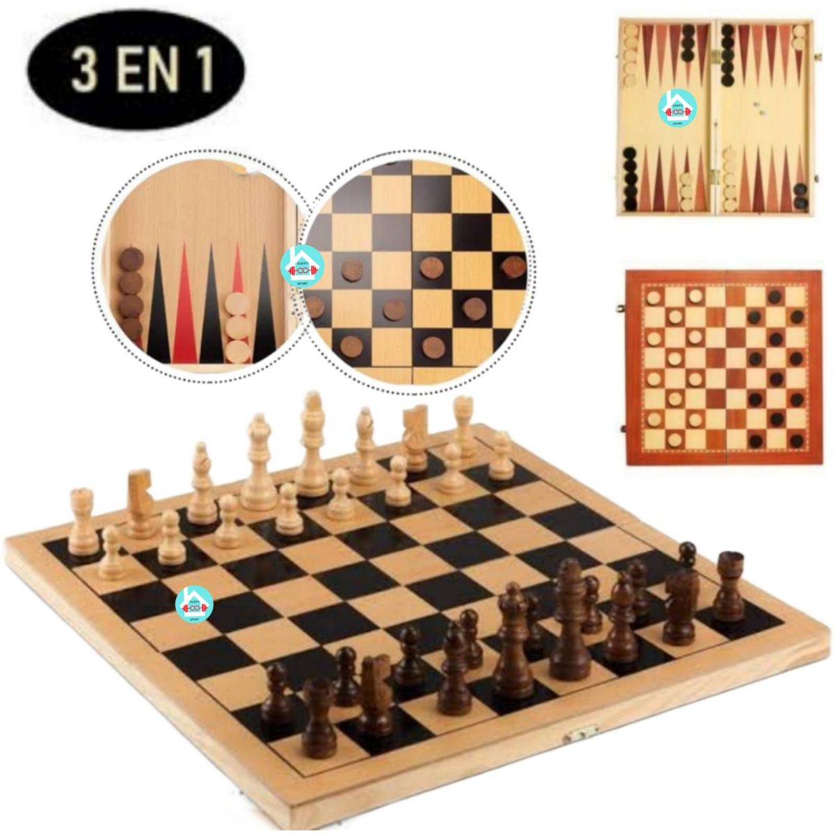 GENERICO - Juego 3 en 1 de ajedrez Pequeño