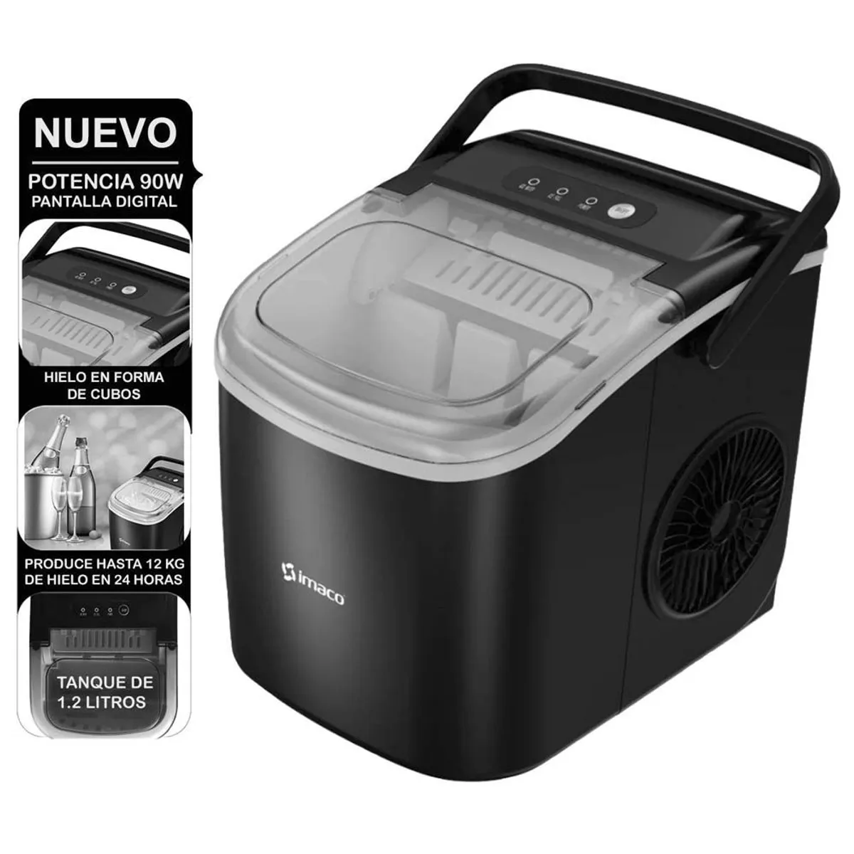 IMACO - Maquina hacer Hielo 90W Imaco IMK1209 Negro