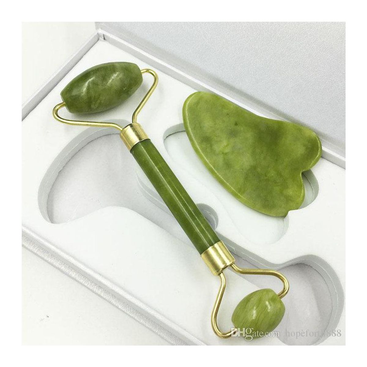 GENERICO - Rodillo facial de cuarzo jade rodillo masajeador