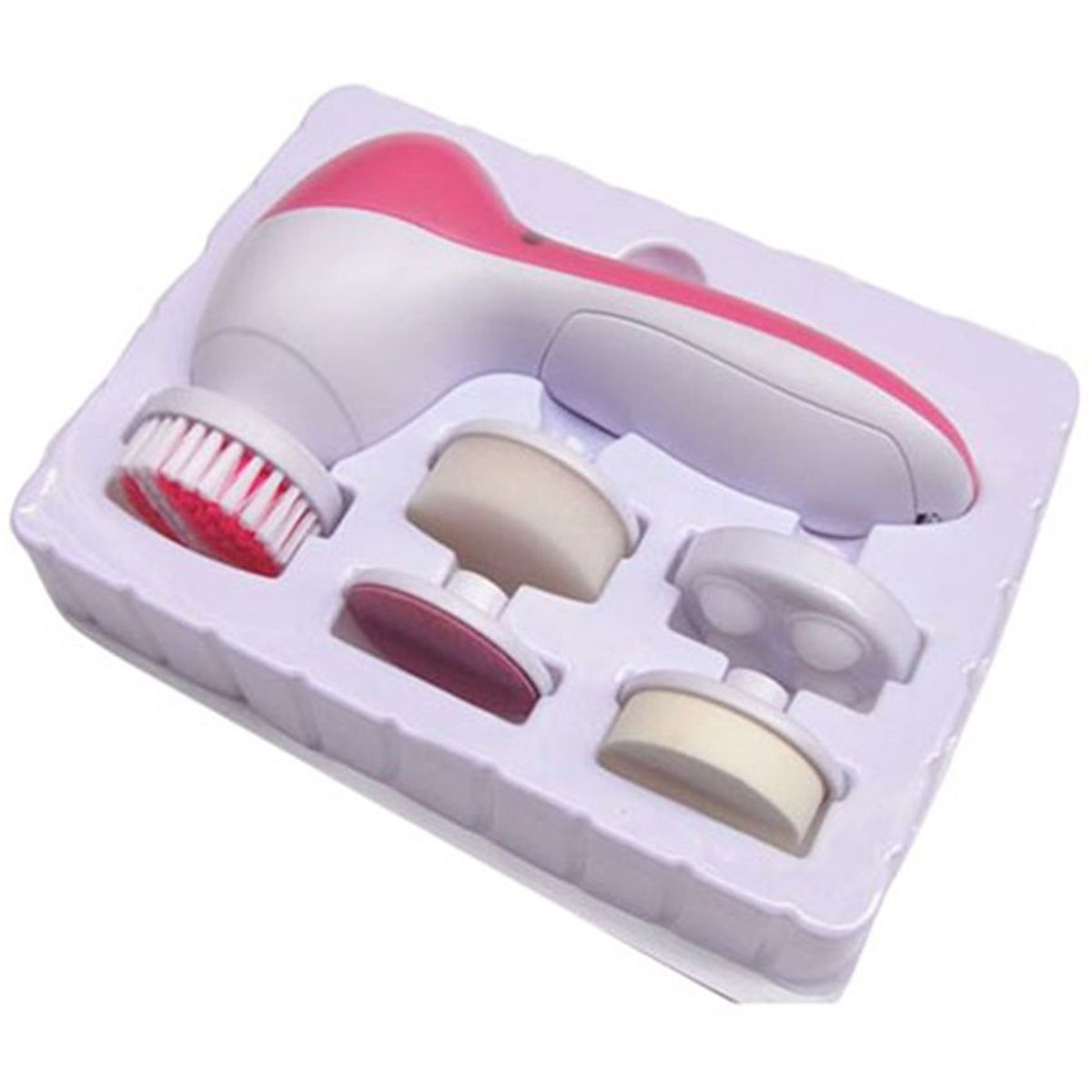 GENERICO - Masajeador facial 5 accesorios cutis rostro y cuello + limpieza facial - rosado