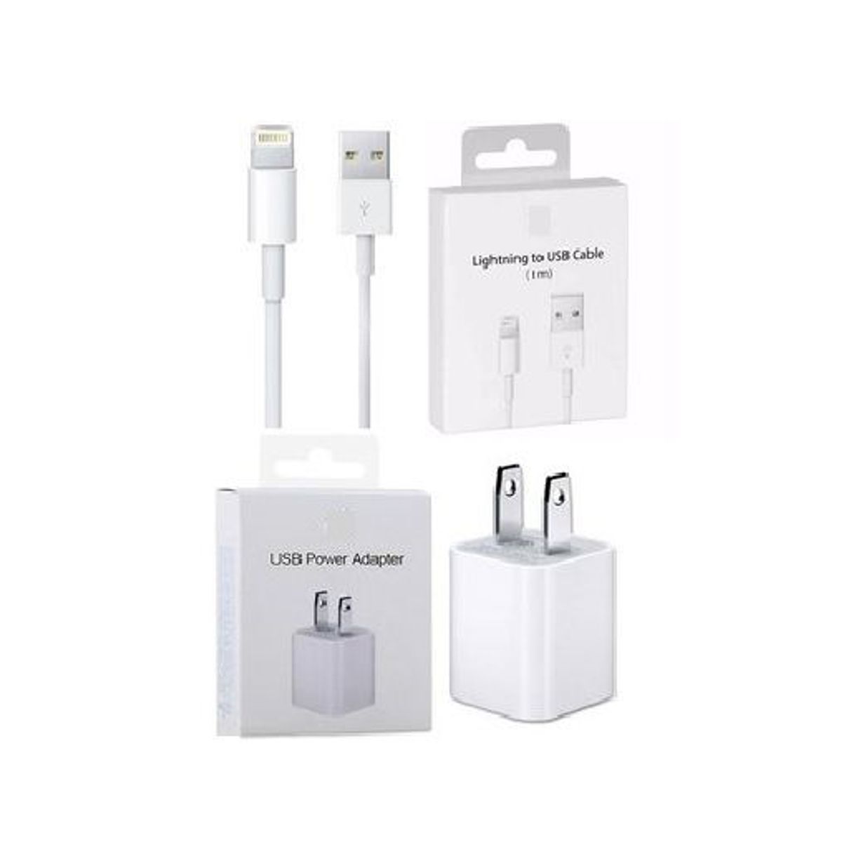 GENERICO - CARGADOR IPHONE CUBO 5W + CABLE USB 1M  NUEVO - CAJA