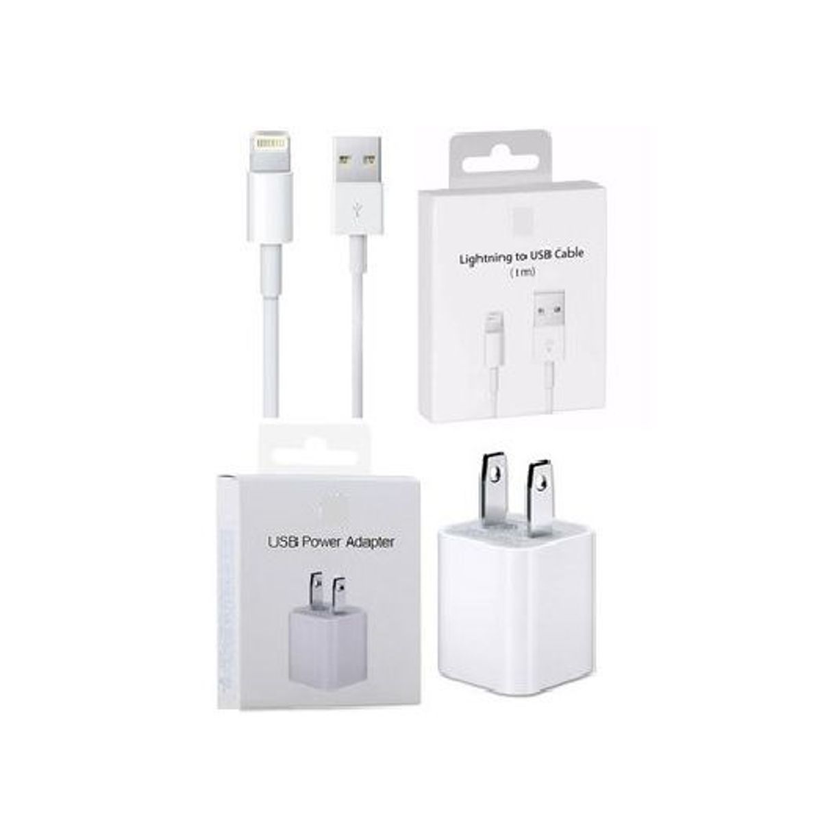 GENERICO - CARGADOR IPHONE CUBO 5W + CABLE USB 1M  NUEVO - CAJA