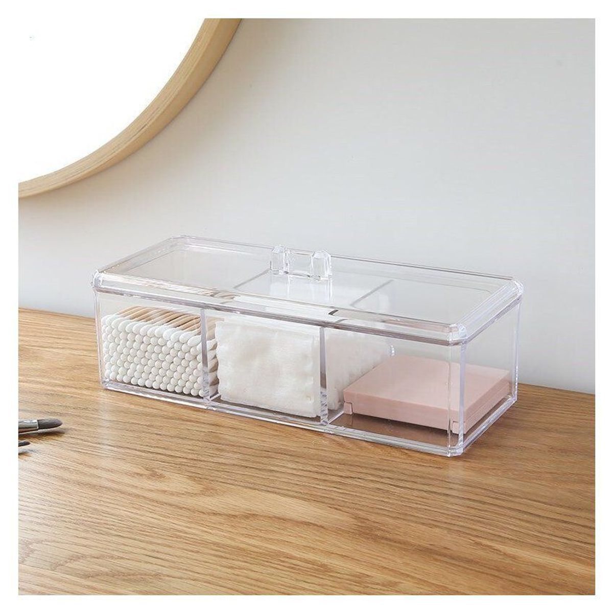 GENERICO - Caja acrílico organizador multiusos 3 divisiones