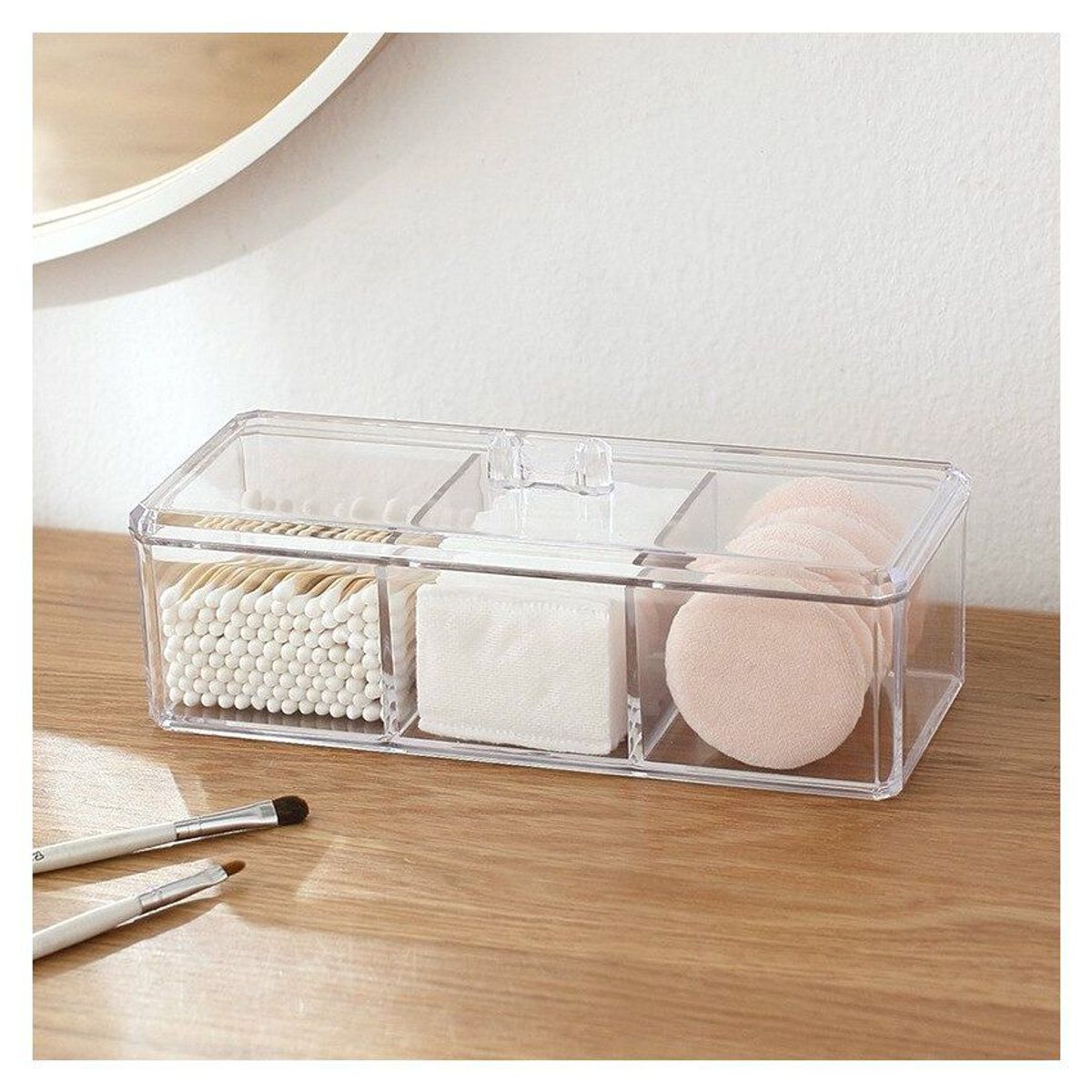 GENERICO - Caja acrílico organizador multiusos 3 divisiones