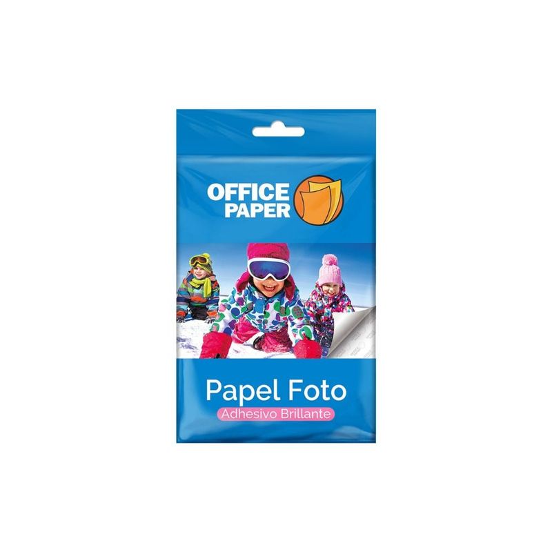 OFFICE PAPER - Papel Foto Adhesivo Brillante 120g  por 25 Hojas Jumbo