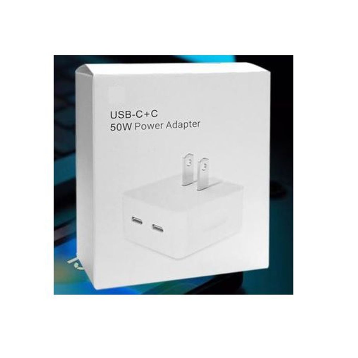 GENERICO - CARGADOR IPHONE 50W CUBO  DUAL USB-C PORT  NUEVO - CAJA