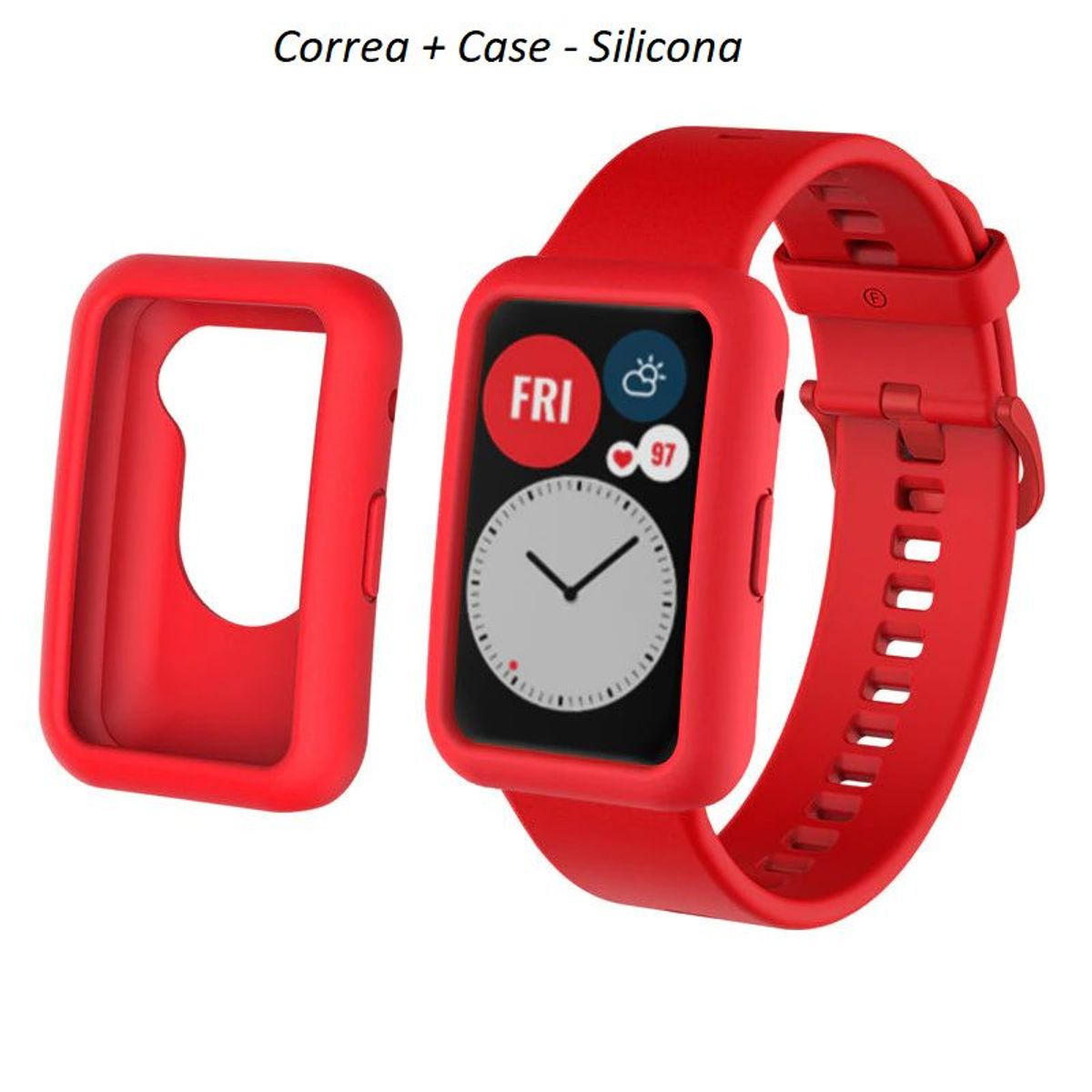 GENERICO - Correa Silicona  Case para HUAWEI WATCH FIT - Rojo
