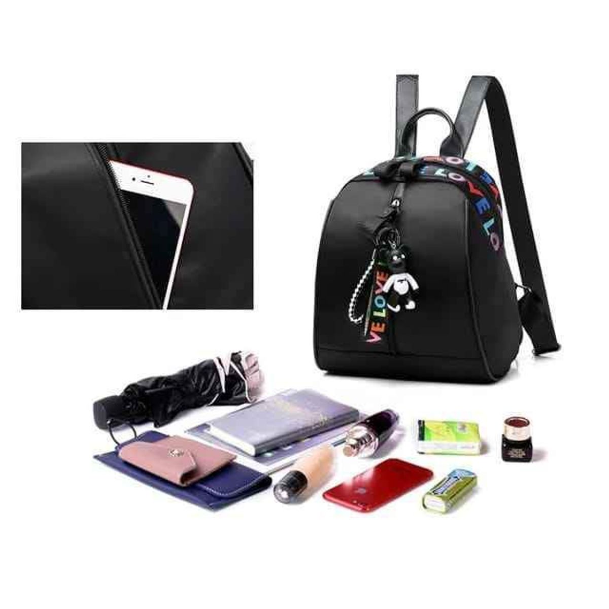 GENERICO - Mochila Love de Mujer tipo Coreana con Llaveritos Gratis Kawai