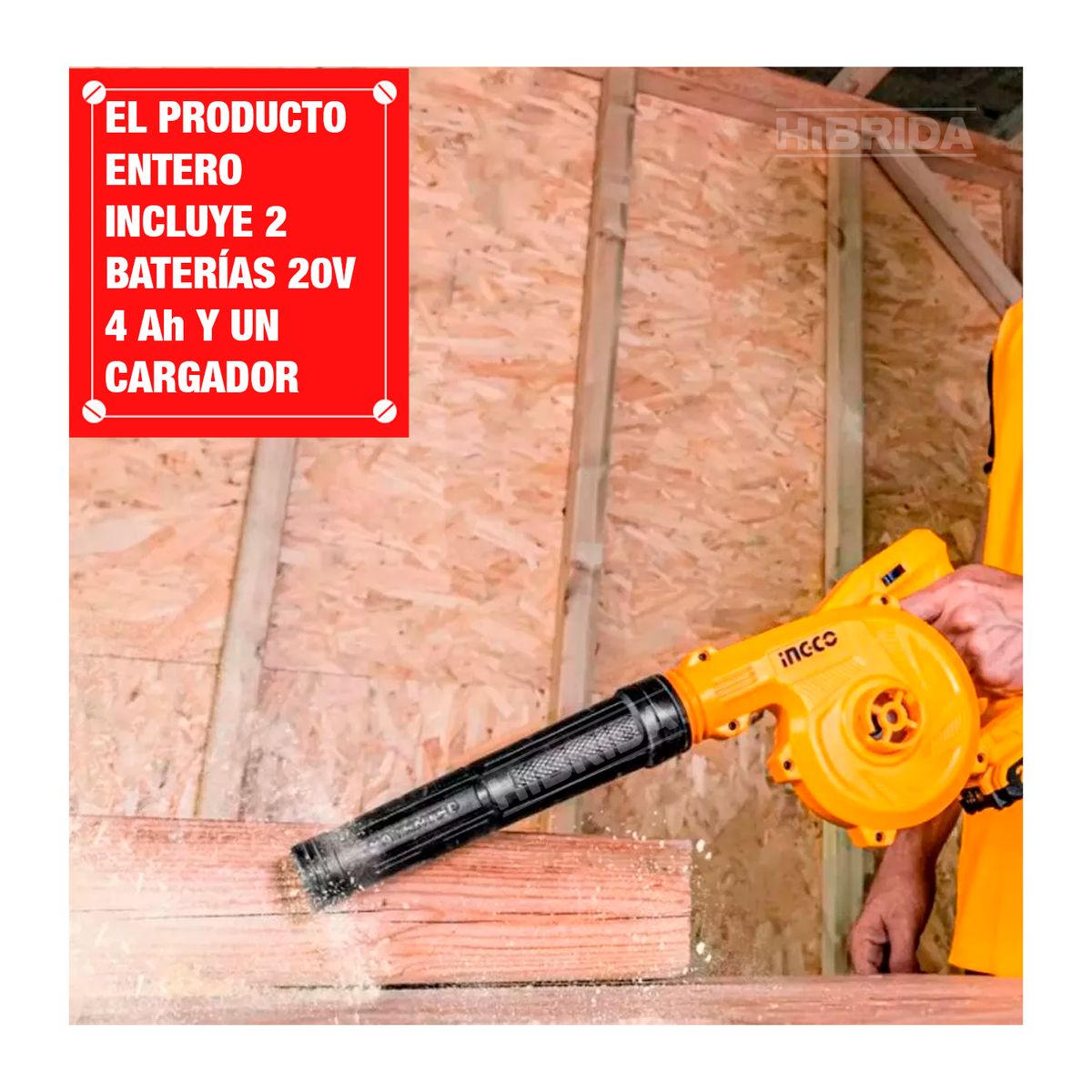 INGCO TOOLS - Amoladora 20v + Sopladora + 50 Discos x2 Baterías 4Ah Cosli2211315