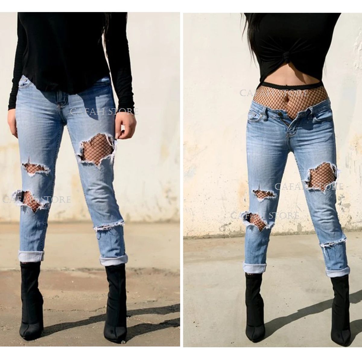 OEM - PANTY MEDIAS RED SEXY MALLA COCOS ABERTURA MEDIANA NEGRO