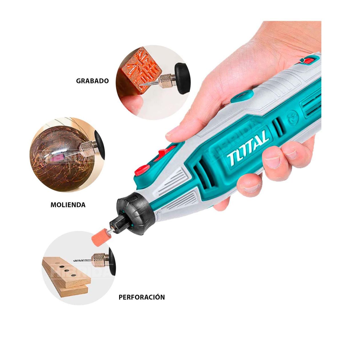 TOTAL TOOLS - MINI GRINDER ESMERIL TOTAL 130W ELÉCTRICO 109 PIEZAS PULIDO - TG513326