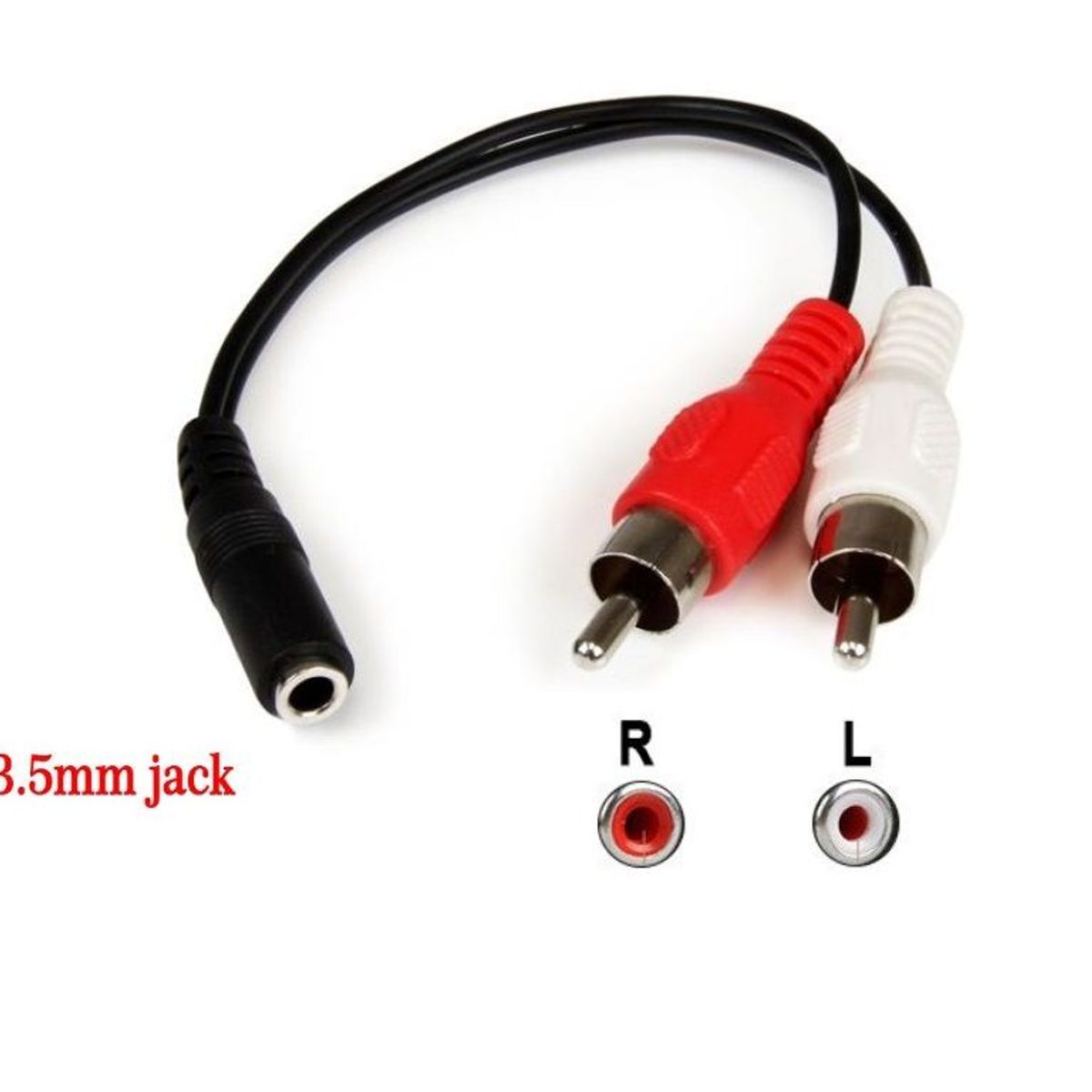 GENERICO - CABLE AUDIO JACK 3.5 mm HEMBRA A RCA MACHO ROJO BLANCO