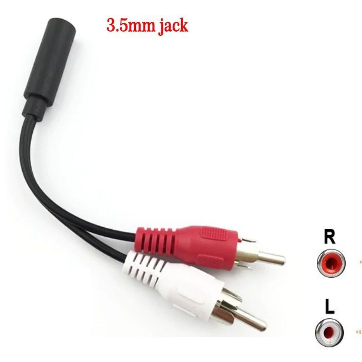 GENERICO - CABLE AUDIO JACK 3.5 mm HEMBRA A RCA MACHO ROJO BLANCO