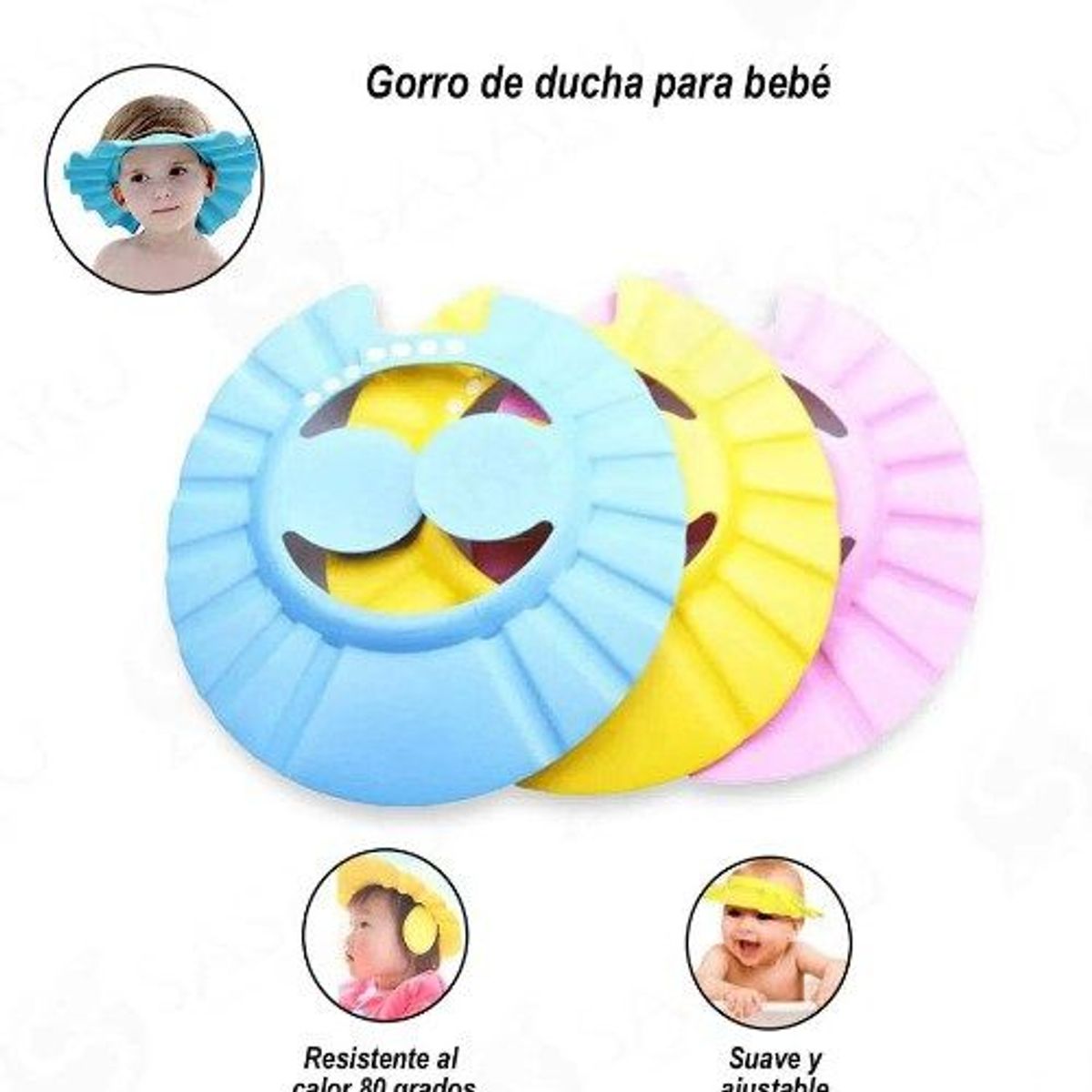 GENERICO - Gorro protector de baño para ducha bebé