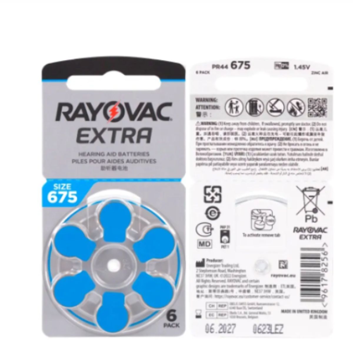 RAYOVAC - PILAS PARA AUDIFONOS MEDICADOS RAYOVAC 675 x 6 PILAS