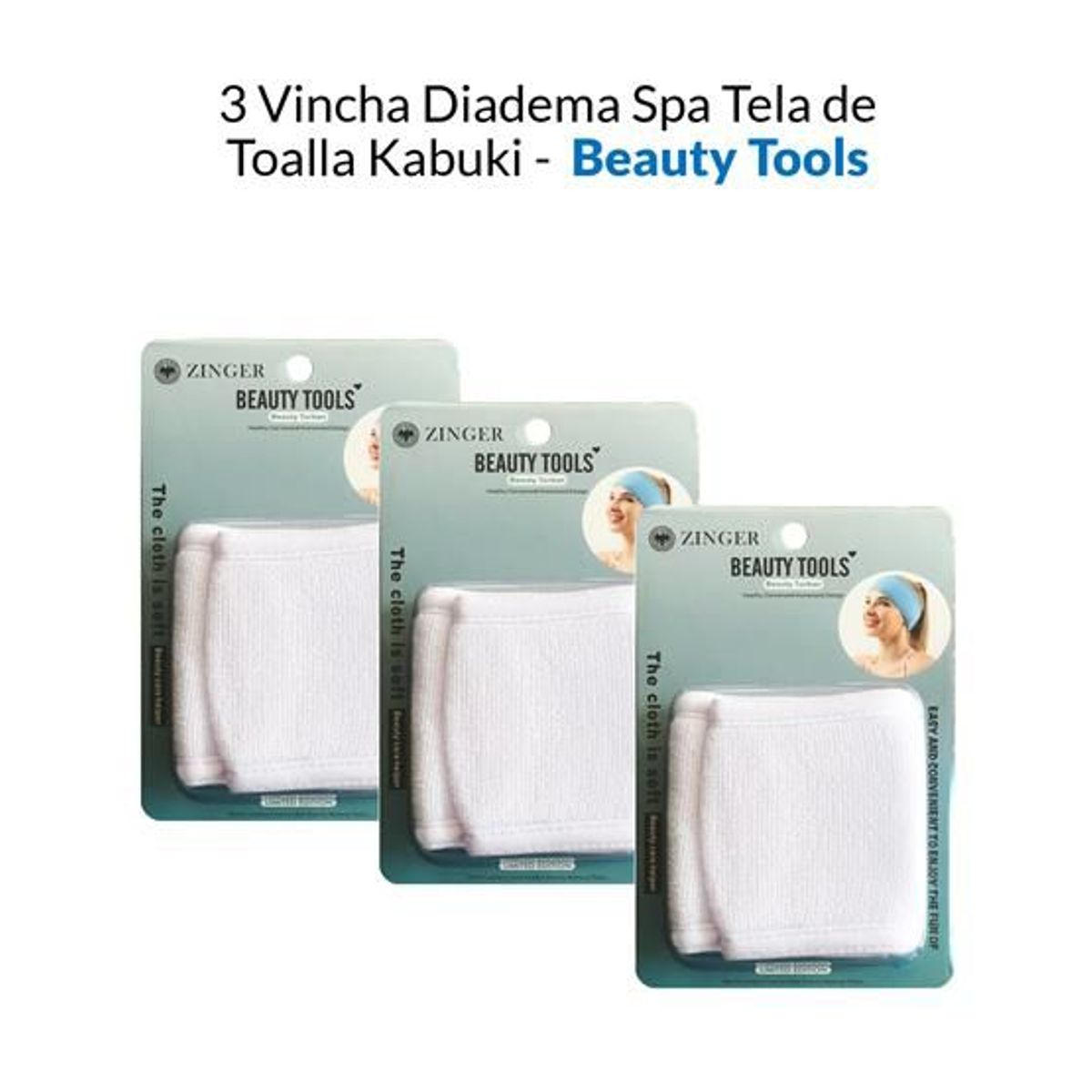 BEAUTY TOOLS - 3 Vincha Diadema Spa Tela de Toalla Kabuki Beauty Tools