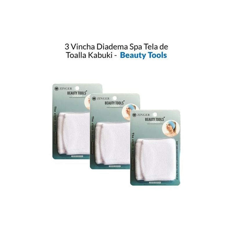 BEAUTY TOOLS - 3 Vincha Diadema Spa Tela de Toalla Kabuki Beauty Tools