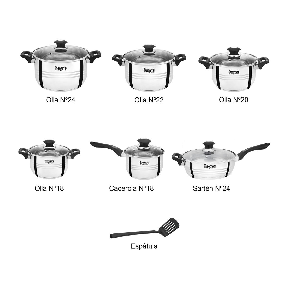 Reyna - Juego ollas de acero Classic 12 piezas