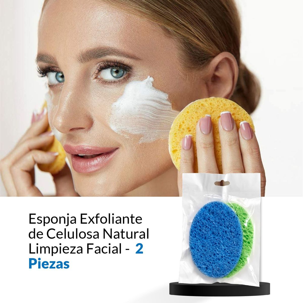 GENERICO - 2 Esponja Exfoliante De Celulosa Natural Limpieza Facial 2 u