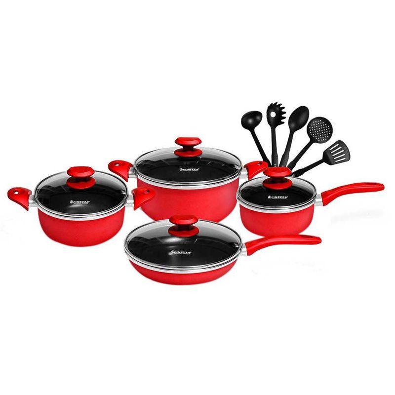 FINEZZA - SET DE OLLAS ANTIADHERENTES DE 13 PZAS FZ-1658T ROJO