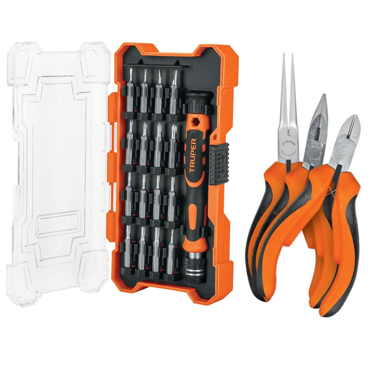 TRUPER - Juego para desarmador joyero 16 piezas, juego de 3 mini pinzas