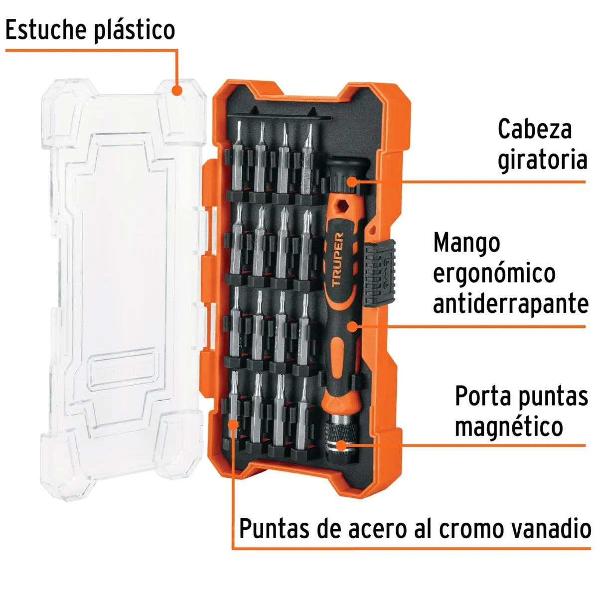 TRUPER - Juego para desarmador joyero 16 piezas, juego de 3 mini pinzas