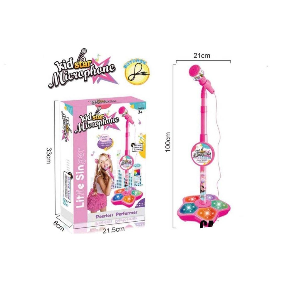 GENERICO - Microfono Karaoke con Base de Luces Juguete para Niñas Rosa