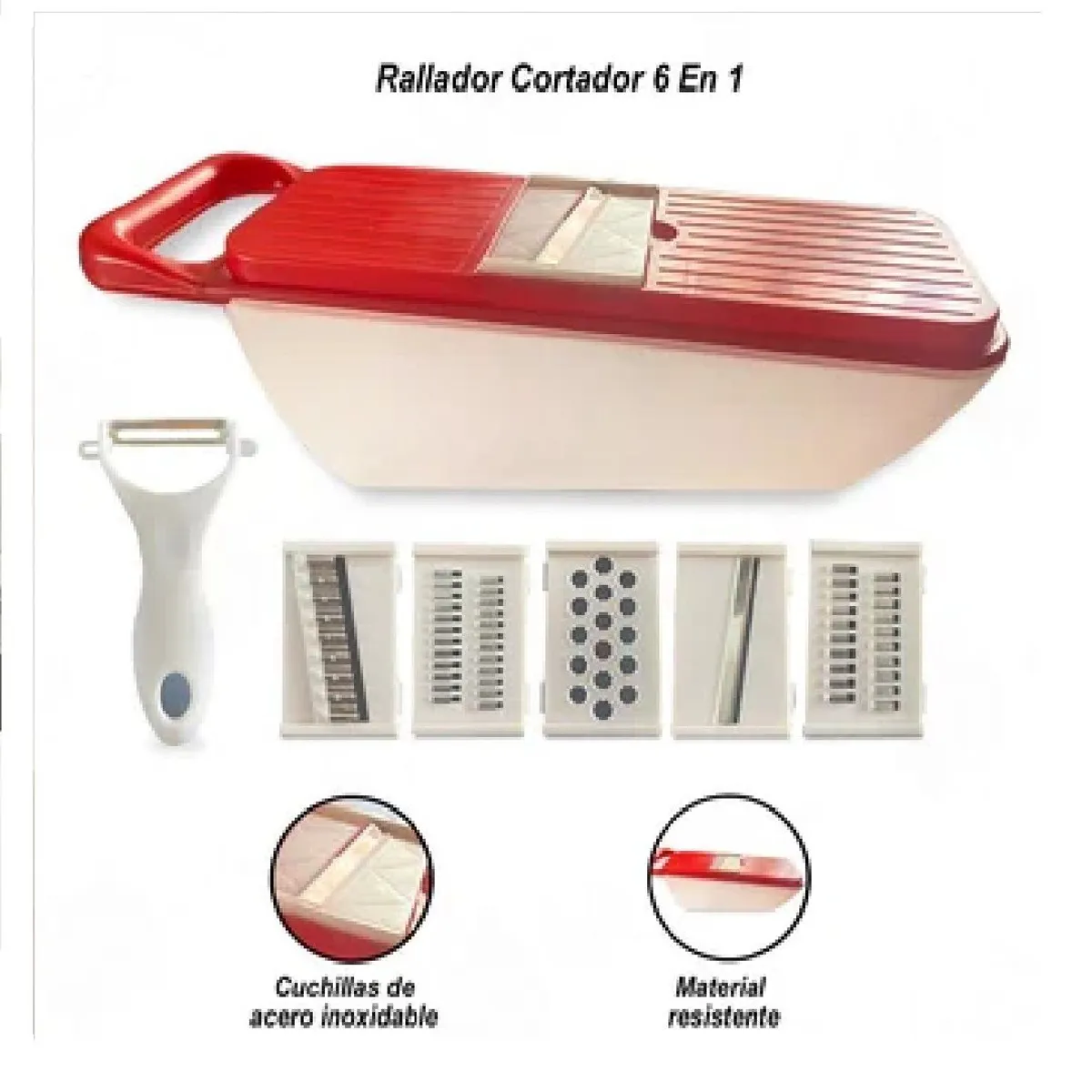 OTTOWARE - Rallador Cortador de Verduras y Frutas 6 en 1