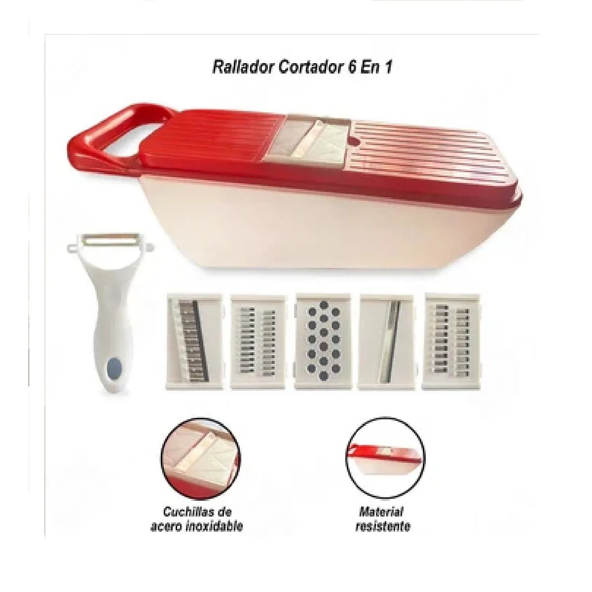 OTTOWARE - Rallador Cortador de Verduras y Frutas 6 en 1