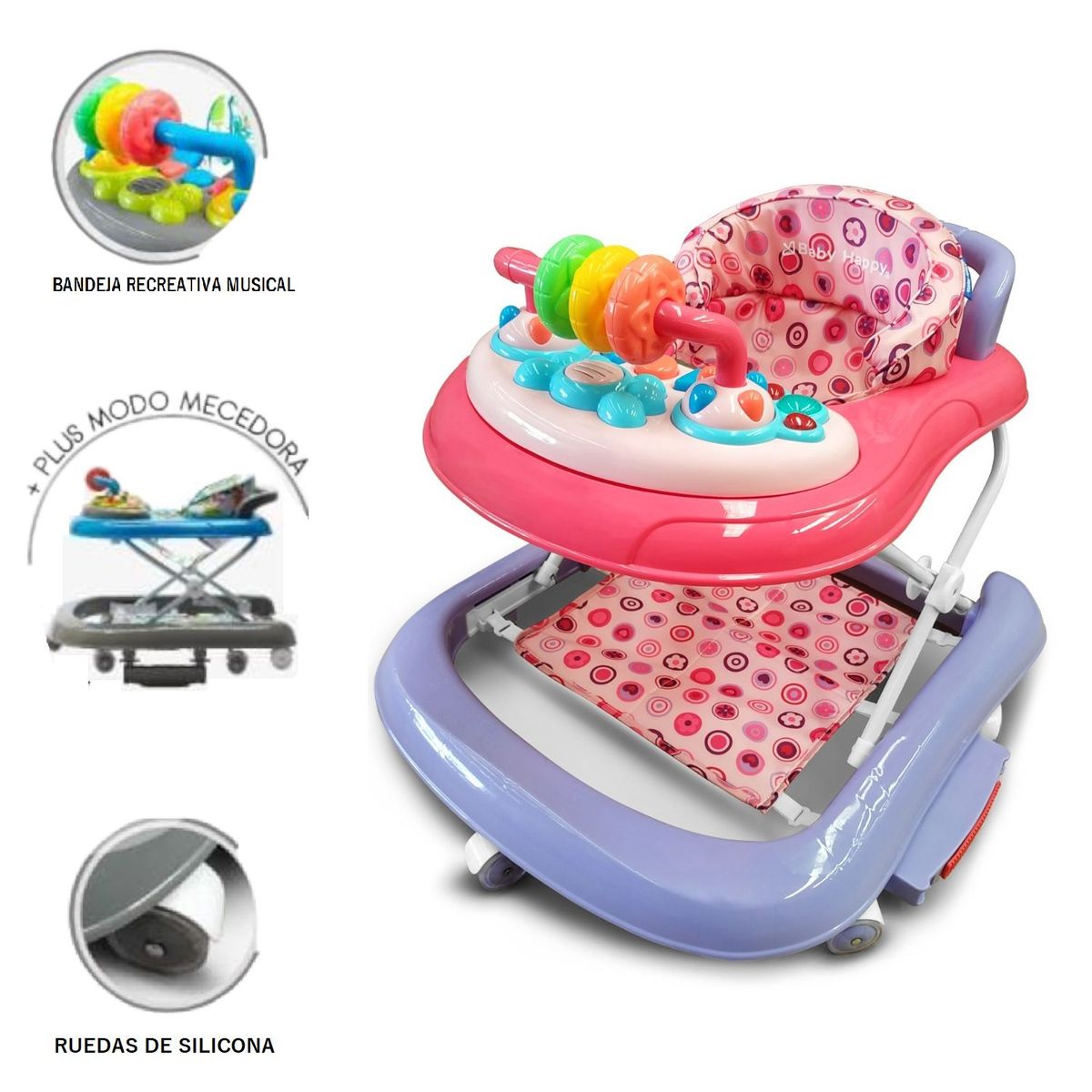 BABY HAPPY - Andador mecedora Picarón Baby Happy - Rosado